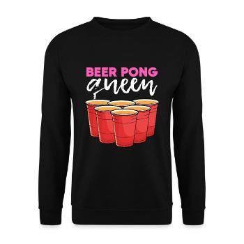 Beerpong Beer Pong Beer Pong Queen Queen - Unisex Sweatshirt - black - Front - Alina (178cm) & Michal (187cm)