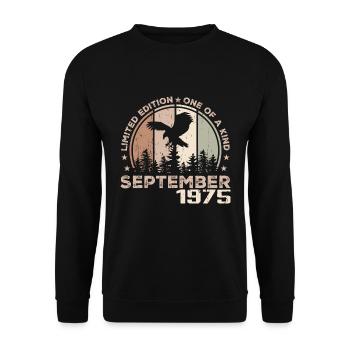 Incomparable depuis septembre 1975 49 Anniversaire - Sweat-shirt Unisexe - noir - Devant - Alina (178cm) & Michal (187cm)