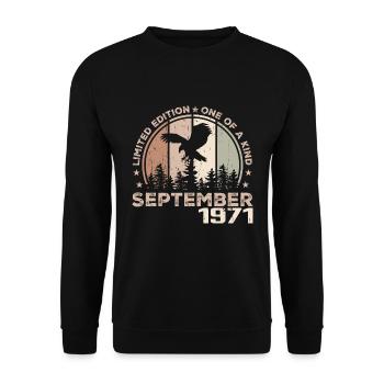 Incomparable depuis septembre 1971 53 Anniversaire - Sweat-shirt Unisexe - noir - Devant - Alina (178cm) & Michal (187cm)