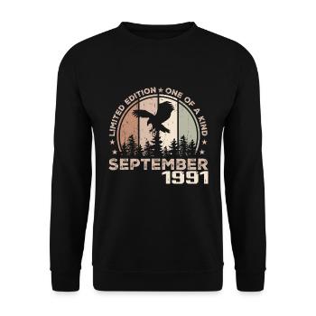 Incomparable depuis septembre 1991 33 Anniversaire - Sweat-shirt Unisexe - noir - Devant - Alina (178cm) & Michal (187cm)