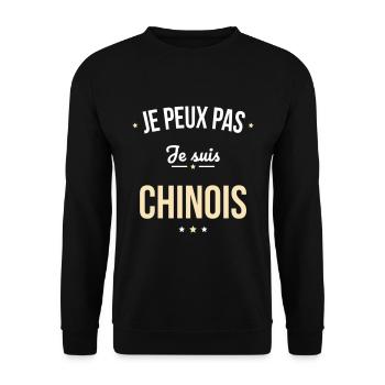 Je peux pas je suis Chinois - Sweat-shirt Unisexe - noir - Devant - Alina (178cm) & Michal (187cm)