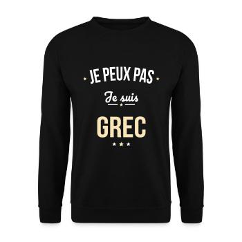 Je peux pas je suis Grec - Sweat-shirt Unisexe - noir - Devant - Alina (178cm) & Michal (187cm)