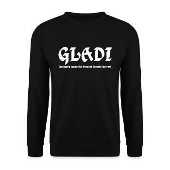GLADI Großspurig - Unisex Pullover - Schwarz - Vorne - Alina (178cm) & Michal (187cm)