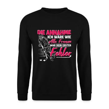 Eishockey Mädchen Eishockeyspielerin - Unisex Pullover - Schwarz - Vorne - Alina (178cm) & Michal (187cm)