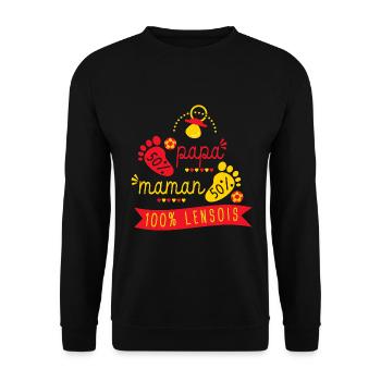 Naissance grossesse supporter foot Lens - Sweat-shirt Unisexe - noir - Devant - Alina (178cm) & Michal (187cm)