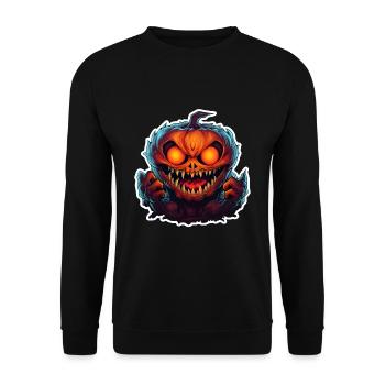 Halloween Kürbis - Unisex Pullover - Schwarz - Vorne - Alina (178cm) & Michal (187cm)