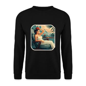 Vacation Relaxation Woman - Unisex Sweatshirt - black - Front - Alina (178cm) & Michal (187cm)