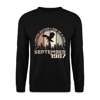 Incomparable depuis septembre 1987 37 Anniversaire - Sweat-shirt Unisexe - noir - Devant - Alina (178cm) & Michal (187cm)