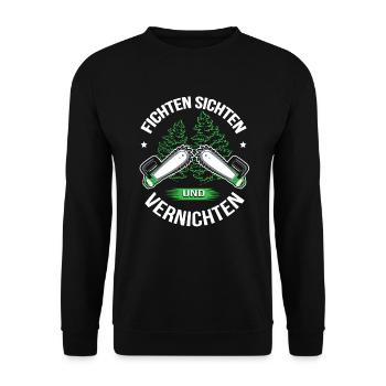 LumberjackS T-shirt through and destroy spruces - Unisex Sweatshirt - black - Front - Alina (178cm) & Michal (187cm)