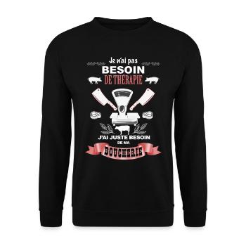 j'ai besoin de ma boucherie bordel ! - Sweat-shirt Unisexe - noir - Devant - Alina (178cm) & Michal (187cm)