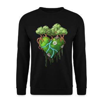 Green Heart - Unisex Sweatshirt - black - Front - Alina (178cm) & Michal (187cm)