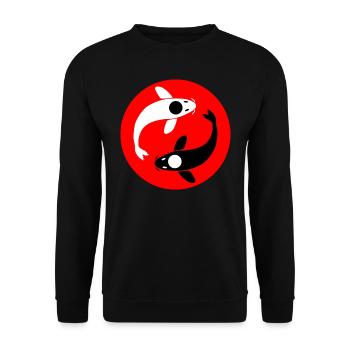 Yin and Yang Koi carp - Unisex Sweatshirt - black - Front - Alina (178cm) & Michal (187cm)