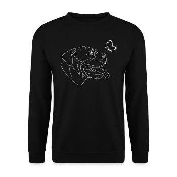 Bullmastiff Kopf mit Schmetterling - Unisex Pullover - Schwarz - Vorne - Alina (178cm) & Michal (187cm)