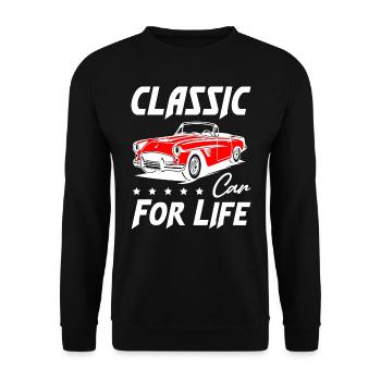 Classic Car For Life - Unisex Pullover - Schwarz - Vorne - Alina (178cm) & Michal (187cm)