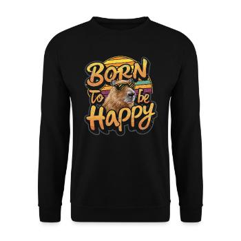 Capybara - Born to be happy - Unisex Sweatshirt - black - Front - Alina (178cm) & Michal (187cm)