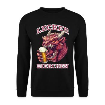Lecker Bierchen X Drache mit Bier lustiges - Unisex Pullover - Schwarz - Vorne - Alina (178cm) & Michal (187cm)