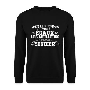 sondier - Sweat-shirt Unisexe - noir - Devant - Alina (178cm) & Michal (187cm)
