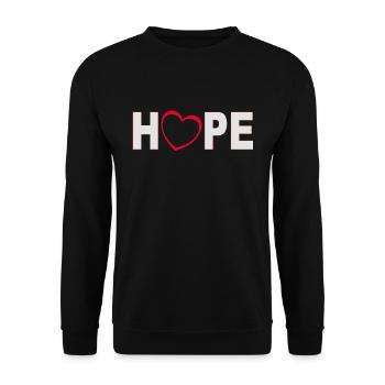 Hope mit Herz - Unisex Pullover - Schwarz - Vorne - Alina (178cm) & Michal (187cm)