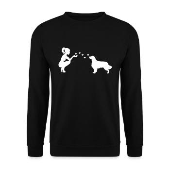 Golden Retriever mit Frau - Unisex Pullover - Schwarz - Vorne - Alina (178cm) & Michal (187cm)
