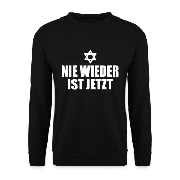 Nie wieder ist jetzt - Unisex Pullover - Schwarz - Vorne - Alina (178cm) & Michal (187cm)