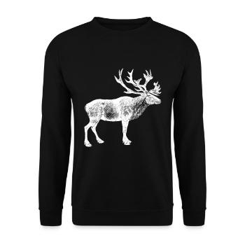 Cerf Orignal Bois Tête de cerf Chasseur Moose - Sweat-shirt Unisexe - noir - Devant - Alina (178cm) & Michal (187cm)