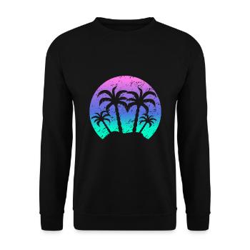 Vintage Palm Tree Beach Sunset Retro Gift - Unisex Sweatshirt - black - Front - Alina (178cm) & Michal (187cm)