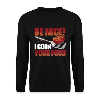 Sois gentil je cuisine ta nourriture Drôle de cuisine - Sweat-shirt Unisexe - noir - Devant - Alina (178cm) & Michal (187cm)