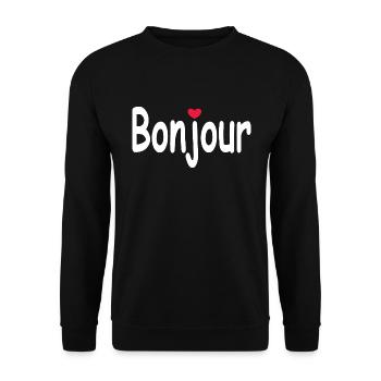 Bonjour Herz - Unisex Pullover - Schwarz - Vorne - Alina (178cm) & Michal (187cm)