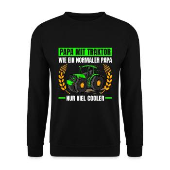 Landwirtschaft Papa Mit Traktor Trecker - Unisex Pullover - Schwarz - Vorne - Alina (178cm) & Michal (187cm)