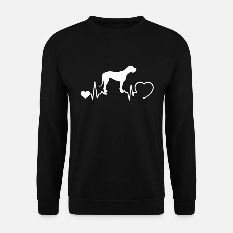 Deutsche Dogge mit Herzschlag - Unisex Pullover - Schwarz