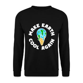 Schmelzende Erde Eiscreme Make Earth Cool Again - Unisex Pullover - Schwarz - Vorne - Alina (178cm) & Michal (187cm)