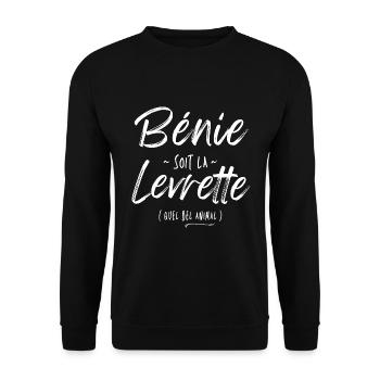 Bénie soit la levrette - cadeau humour adulte - Sweat-shirt Unisexe - noir - Devant - Alina (178cm) & Michal (187cm)