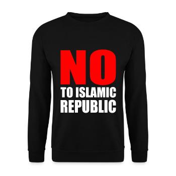 no to islamic republic - Unisex Pullover - Schwarz - Vorne - Alina (178cm) & Michal (187cm)
