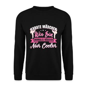 Karate Mädchen wie ein normales Mädchen - Unisex Pullover - Schwarz - Vorne - Alina (178cm) & Michal (187cm)