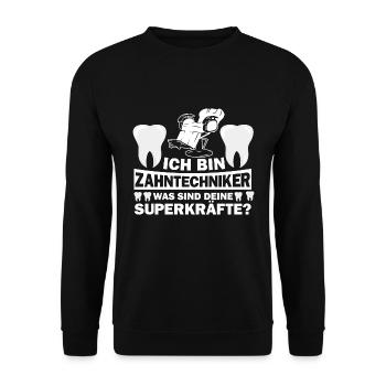 Zahntechniker Zahntechnik Was ist deine Superkraft - Unisex Pullover - Schwarz - Vorne - Alina (178cm) & Michal (187cm)