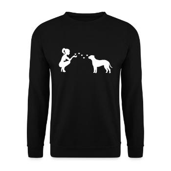 Bullmastiff mit Frau - Unisex Pullover - Schwarz - Vorne - Alina (178cm) & Michal (187cm)