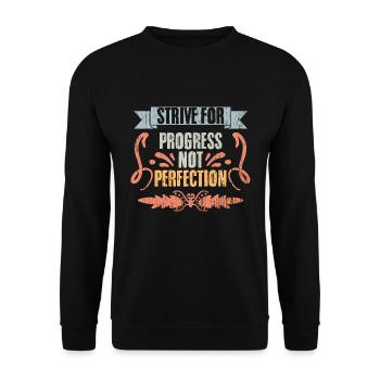 Viser le progrès et non la perfection vintage - Sweat-shirt Unisexe - noir - Devant - Alina (178cm) & Michal (187cm)