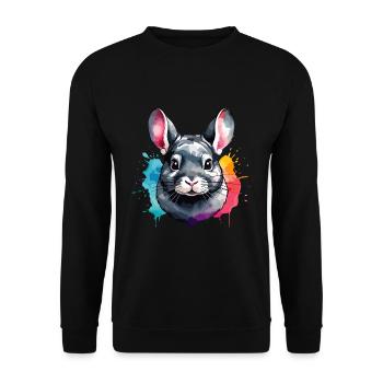 Chinchilla niedliches Nagetier bunt und niedlich - Unisex Pullover - Schwarz - Vorne - Alina (178cm) & Michal (187cm)