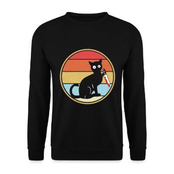 Drôle de chat avec couteau - Sweat-shirt Unisexe - noir - Devant - Alina (178cm) & Michal (187cm)