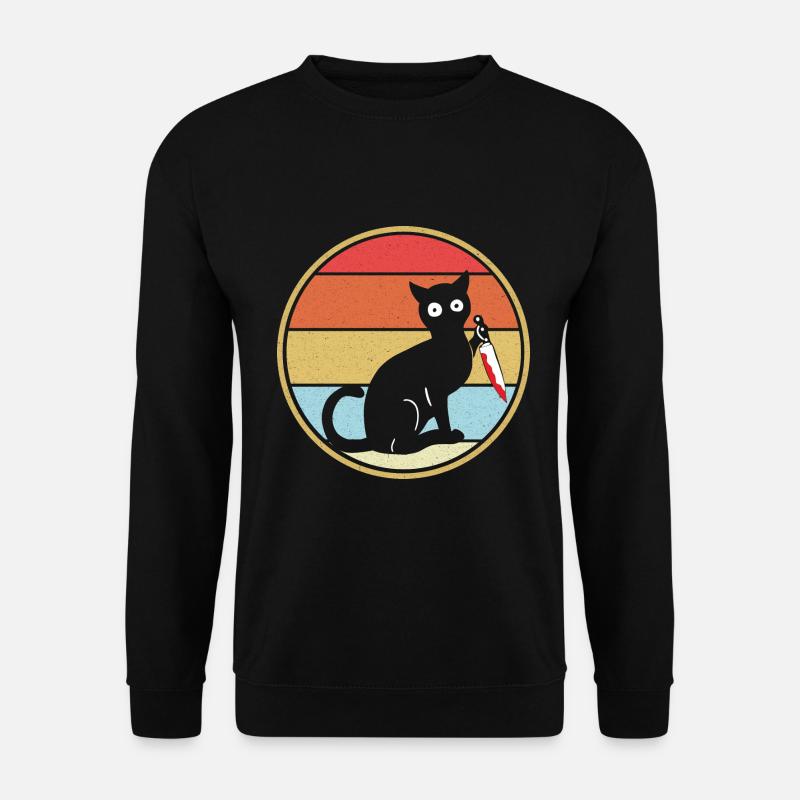 Funny cat with knife - Unisex Sweatshirt - black
