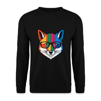 renard dessin animé cool coloré avec des lunettes - Sweat-shirt Unisexe - noir - Devant - Alina (178cm) & Michal (187cm)