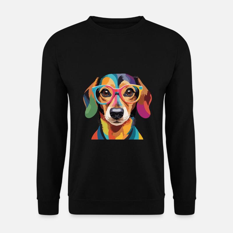 Teckel chien teckel lunettes cool coloré - Sweat-shirt Unisexe - noir