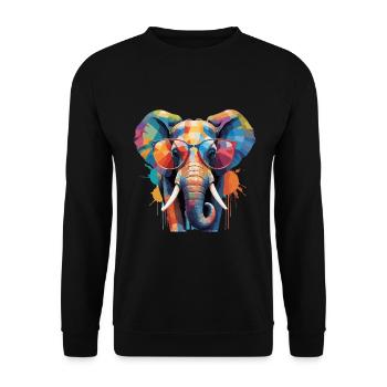 éléphant cool avec des lunettes savane colorée - Sweat-shirt Unisexe - noir - Devant - Alina (178cm) & Michal (187cm)