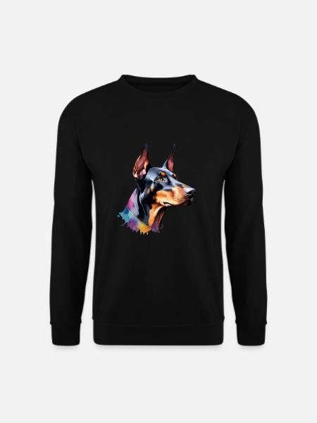 Dobermann Hund Cool Bunt Groß - Unisex Pullover - Schwarz