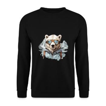 Polar bear Cool with ski goggles in Bergen - Unisex Sweatshirt - black - Front - Alina (178cm) & Michal (187cm)