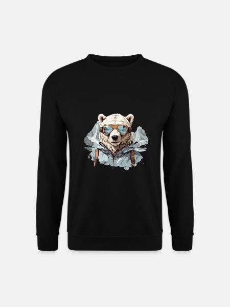Polar bear Cool with ski goggles in Bergen - Unisex Sweatshirt - black