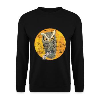 Night Owl Animal Motif Gift Owl - Unisex Sweatshirt - black - Front - Alina (178cm) & Michal (187cm)