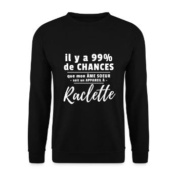 Humour Mon âme soeur est un Appareil à raclette - Sweat-shirt Unisexe - noir - Devant - Alina (178cm) & Michal (187cm)