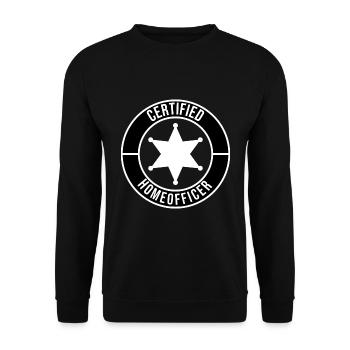 Certified Homeofficer Homeoffice Büro Job Arbeit - Unisex Pullover - Schwarz - Vorne - Alina (178cm) & Michal (187cm)