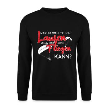 Paraglider Gleitschirmflieger Warum laufen? - Unisex Pullover - Schwarz - Vorne - Alina (178cm) & Michal (187cm)